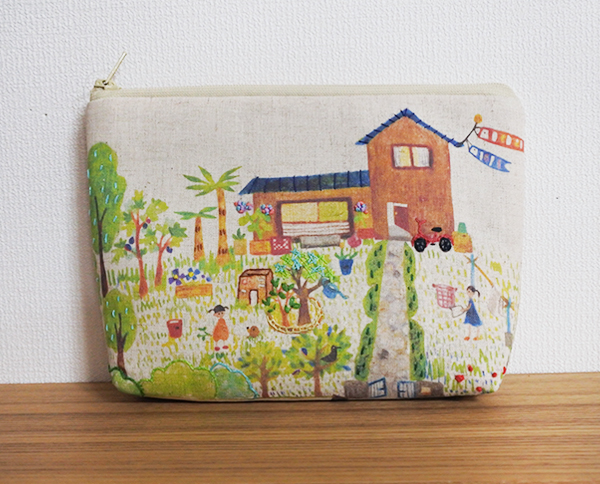staccatoの刺繍ポーチ「草むらHOUSE」